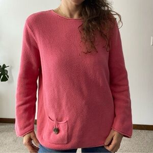 VINTAGE WHITE STAG Waffle Pocket Sweater Knit Top